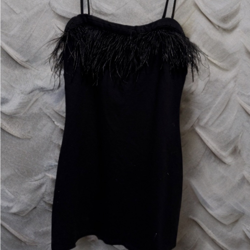 Wild Fable Black Camisole with Feather Detail